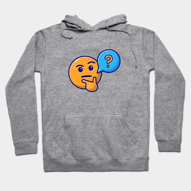 Thinking and Confusing Face Emoticon with Question Speech Bubble Cartoon Vector Icon Illustration Hoodie by Catalyst Labs